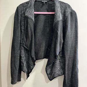 EXPRESS Women's Draped Blazer Sweater with Faux Leather Piping